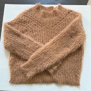 Freshman Tan Cowl Neck Sweater Plush Knit